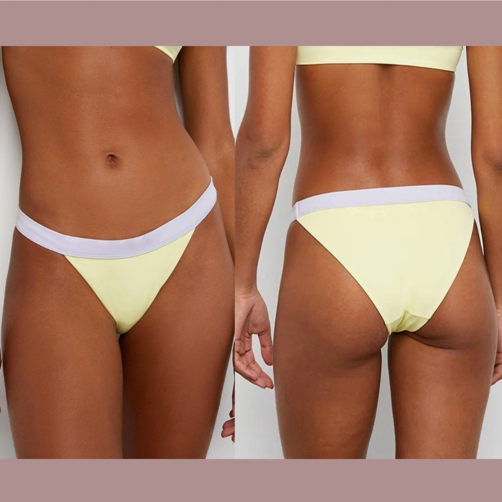 NWT Onia [ XS ] Leila Rib Ribbed‎ Bikini Bottom in Lemonlime/Lavender